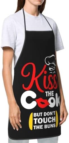 Miniatura 3 de Funny Kiss The Cook Delantal Tema Cocinar Chef Taller de Trabajo Mujeres Hombres Adultos Niñas Niños Tejedores Decoración para Hornear Pintura BBQ