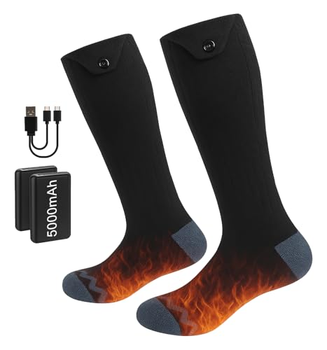 Heated Socks for Men Women 5000mAh Rechargeable Heated Socks 4 Heat Settings Washable Foot Warmer