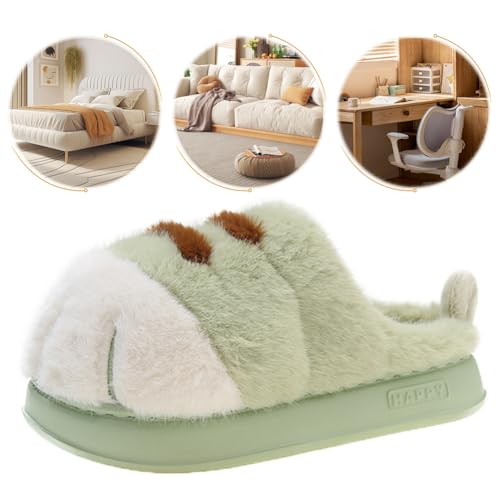 3D Cat Paw Plush Slippers Comfortable Fluffy Home Slippers for Spring Winter Slippers2