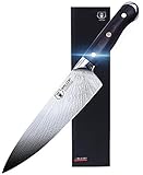 WALLOP Chef Knife 8.5'' - Japanese High Carbon Stainless Steel Kitchen Knife - Unique Solar Pattern&Well Balance Kitchen Meat Cleaver Knife - Full Tang Blade&Non-slip Ergonomic G10 Handle