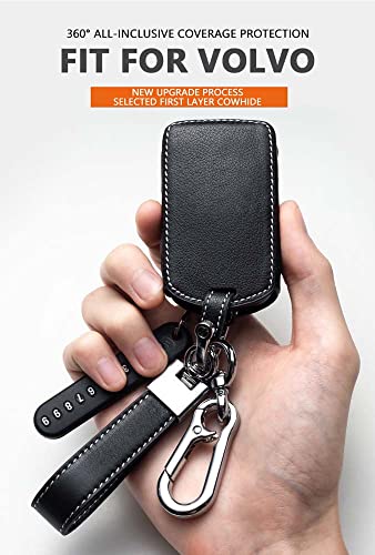 HIBEYO Smart Car Key Case Fits for VOLVO Protective Key Case Cover Cowhide Leather Fits for VOLVO XC90 XC70 S60 S80 S90 C30 V70 V90 T6 T8 Remote Key Ring-Side Buttons Pink - Image 4