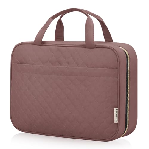 HXLGMD Travel Size Toiletry Bag for Women, Portable Cosmetic Bag with Hanging Hook, Water-resistant Makeup Organizer for Accessories, Shampoo, Full-size Container, Toiletries