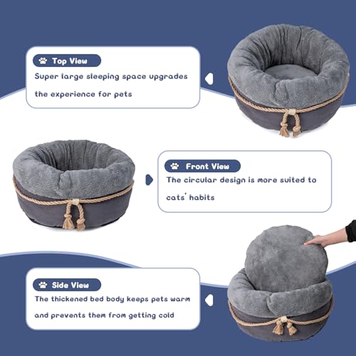 pesen Cat Bed & Small Dog Bed with Supportive Walls, Thick Bottom, Calming Donut Shape, Soft Durable Fabric, 20x20x10 Cat Beds for Indoor Cats - Image 6