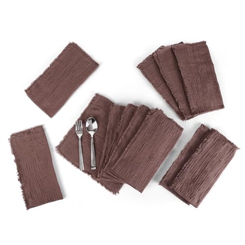 Servilletas de algodón natural con acabado de flecos para mesas de gala 5