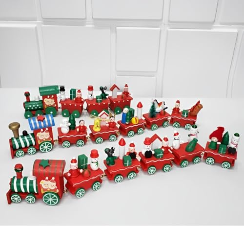 Trem Trenzinho De Natal Enfeite Madeira Decoração - 6 Vagões