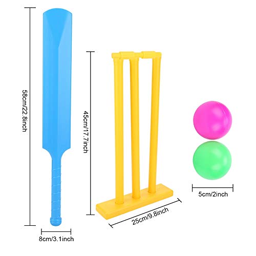 Kids Cricket Set Heavy-Duty ABS Plastic Cricket Bat Set Cricket Bat and Ball Beach Wicket Stand Kit for Children Toddler Parent-Child Sports Interaction Hand-Eye Coordination Cultivation Sports Game - Thumbnail 5