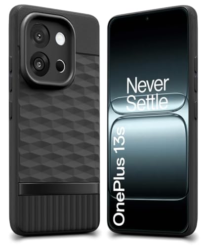 Image of WOW IMAGINE Back Cover for 1+ OnePlus 13s 5G with Hexa Cube Design | Ultra Slim Soft Rubberised Case | Inner Velvet Fabric | Matte Silicone Flexible Mobile Case | Camera Protection - Black