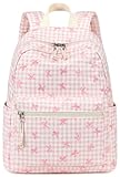 LEDAOU Mini Backpack Girls Toddler Cute Small Backpack Purse for Women Teens Kids School Travel Shoulder Bag (Pink Bow Checkered, Mini-12 H (not fit folder))
