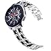 DEALELE Bands Compatible with Samsung Gear S3 Frontier/Classic/Galaxy Watch 46mm / Galaxy 3 45mm, 22mm Metal Chain Leather Weave Replacement Strap for Huawei Watch 3 / GT2 46mm (Silver-Black)