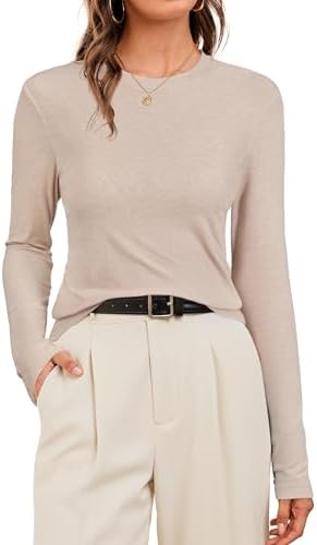 Newshows Women's Wool Blend Long Sleeve Shirts 2025 Fall Outfits Business Casual Basic Layer Warm Undershirt Tops Trendy