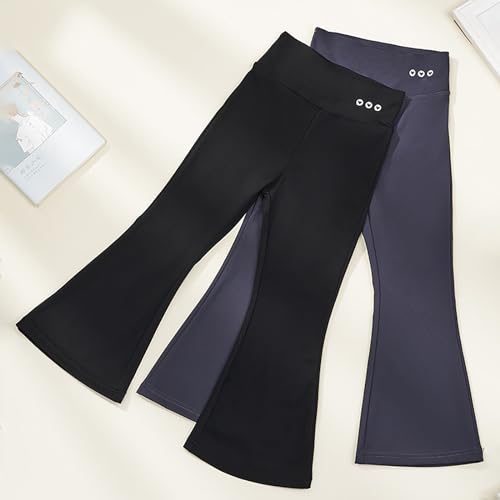 Girl Yoga Flare Wide Leg Tummy 𝙲ontrol Stretchy Pants for Causal with Pockets Kids Stretchy Dance Pants4