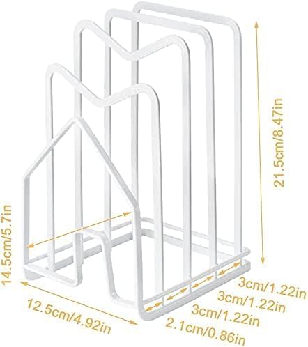 Image of Countertop Dish Rack & Plate Stand - 4-Compartment Iron Dish Drying Rack, Space-Saving White Kitchen Organizer (6 x 9 x 9.25 Inches)