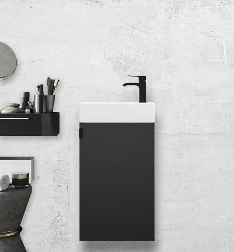 badselekt Design Gästebad Set Style Badezimmermöbel Set Anthrazit Set mit Unterschrank & Waschbecken ideal für kleine und schmale Toiletten mit Waschplatz