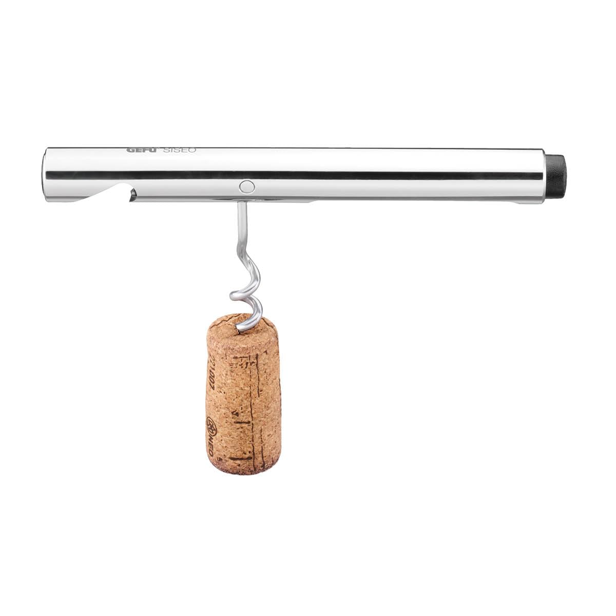 GEFU Korkenzieher SISEO | 2-in-1 Flaschenöffner mit Kapselheber & Edelstahlspindel | Schlankes Design, platzsparend & ergonomisch | Für Weinliebhaber
