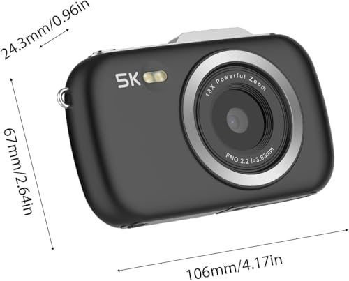 Image of 5K Digital Camera 80MP High Resolution Auto Focus Digital Camera 18X Zoom Digital Video Camera for Photography and Video (Black)