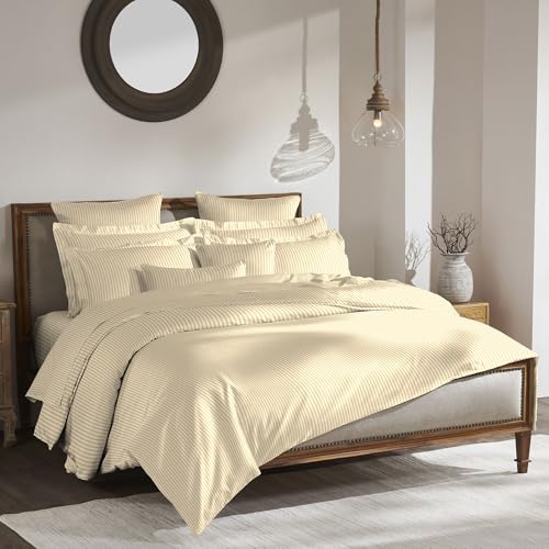 Image of MYTRIDENT Bedsheet for Double Bed, Classic King Size Bedsheet with 2 Pillow Covers, 210TC, 100% Cotton Bedsheet - Irish Cream