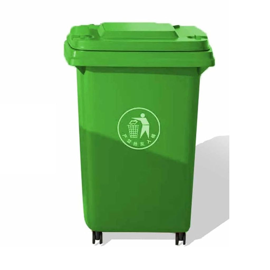 Poubelle extérieure avec roulettes grand volume 50L couleur verte