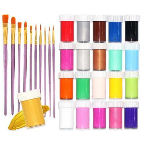LiBozd Acrylic Paint Set, 21 x 20 ml, Acrylic Paints for Stones, Wood, Paper, Canvas, Waterproof, Outdoor Use