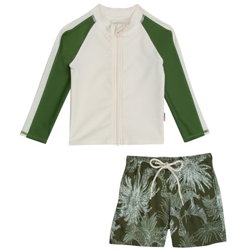 Image of SwimZip Boys' Long Sleeve Rash Guard & Swim Shorts Set - UPF 50+ Sun Protection