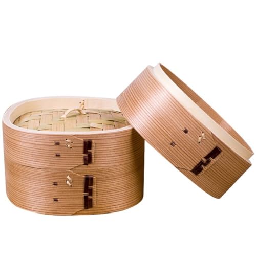 YAKINO 杉製 せいろ 受け台 セット 15cm 2段 蒸篭 蒸籠 蒸し板 中華せいろ 蒸し 二段 15センチ セイロ 置く 台 ステンレス 簡単 時短 蒸し器 鍋 フライパン 蒸し料理 蒸しかご 肉まん 蒸し野菜 スチームフード (20cm)