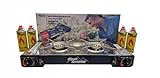 Alpen Camping Tragbarer Doppel Gaskocher 2 flammig + 4X Gaskartuschen Campingkocher!