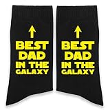 AYQJCBGC Funny Dad Socks, BEST DAD IN THE GALAXY Sign Crew Socks for Men, Fathers Days Gifts Birthday Gifts for Men(177)