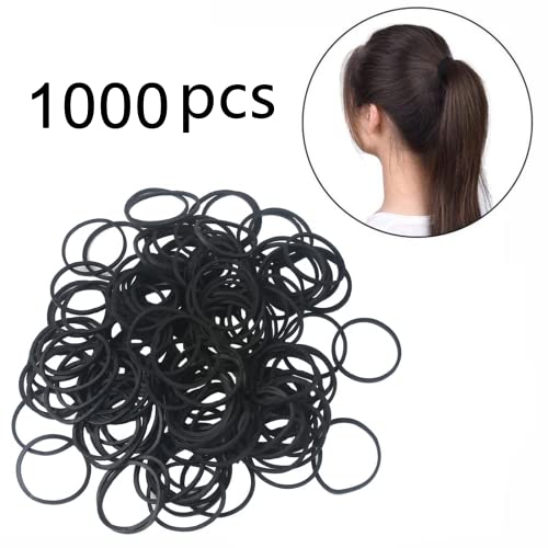 1000 Stück schwarz Mini Elastische Haargummis bänder, Mini Haarbänderf ür Kinderhaar, Zöpfe, Hochzeitsfrisur und mehr