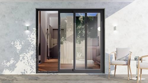 VDOMDOORS Patio Exterior Metal-Plastic Sliding Doors/Patio 8166 Grey Ash 72' x 80' Right Active Door/Tempered Clear Glass Bypass Door