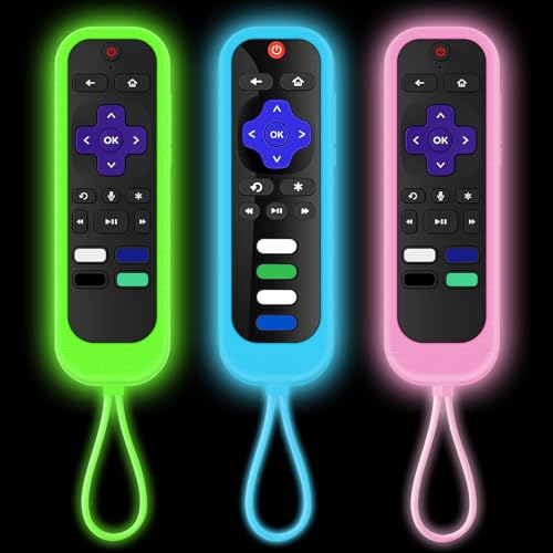 [3Pack] Climberer Remote Case Cover Compatible with TCL/Hisense roku TV |Sharp Roku TV | Roku Express 4K+Glow in The Dark Makes it Easy to find