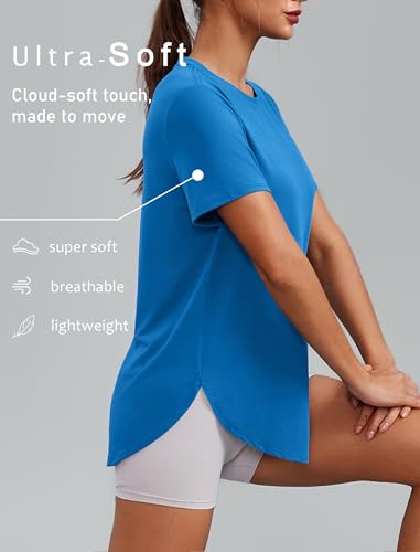 Image of PINSPARK Workout Tops for Women Short Sleeve Athletic Shirts UPF 50+ Quick Dry Running Outfits for Exercise Gym Hiking S-3XL