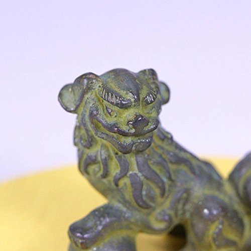 Amazon.co.jp: 置物・文鎮 青銅製 獅子・狛犬・こまいぬ 座 大