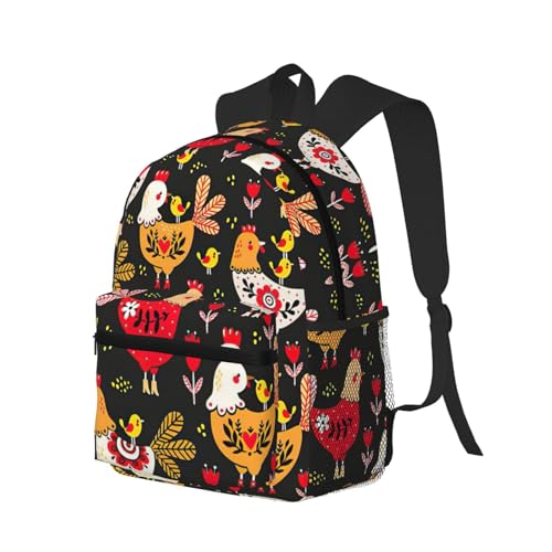 Sac à dos de voyage Noir imprimé poulets pour vos déplacements professionnels - 2