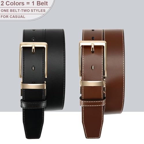 Image of DOOPAI Men's Reversible Leather Belt, 1.25 inch Wide, 2-in-1 Dress & Casual