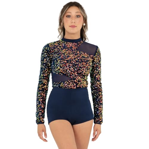 Alexandra Iridescent Velvet Long Sleeve Biketard