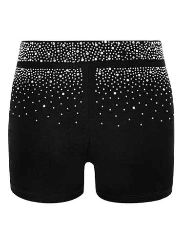 Jugaoge Kids Girls Shiny Rhinestones Gymnastics Dance Shorts V-Front Stretch Figure Skating Training Bottoms2