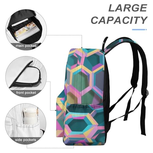Dream Lattice Printed Backpack Water-Resistant Pack Stylish Bag Lightweight Travel Backpack4