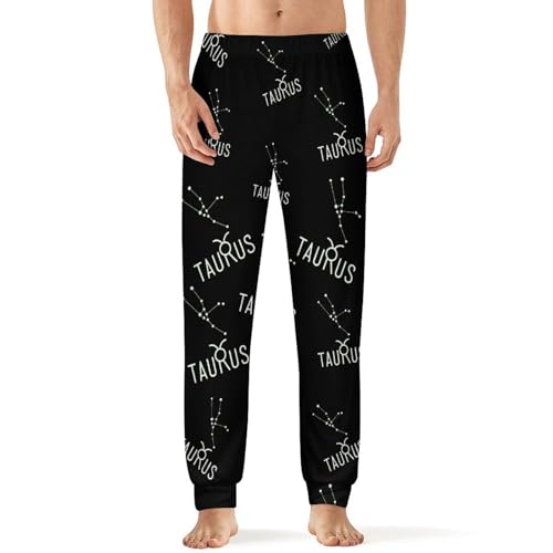 Taurus Constellation Soft Mens Pajama Pants Sleepwear Warm Lounge Sleep PJ Bottoms with Pockets