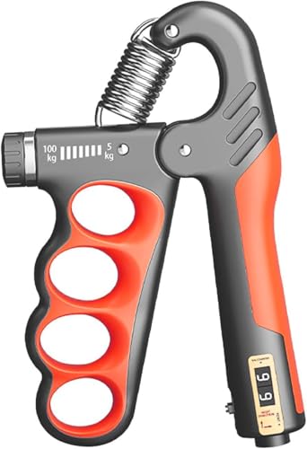 Image of Leosportz Hand Grip Strength Trainer (100 kgs) - Forearm Strength Trainer Adjustable Gripper | New Improved Design for Heavy Strength Training (Orange, 100 kg)