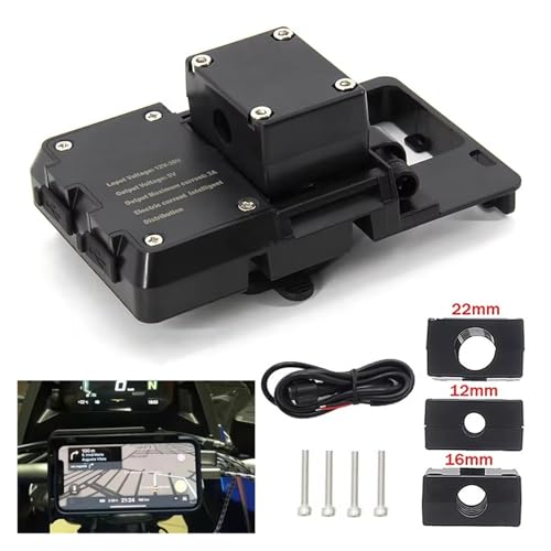 Support de navigation moto avec recharge USB et fixation clip 22mm