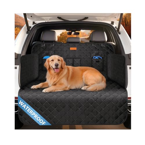 Looxmeer Protection Coffre Voiture Chien Universelle, Couverture Chien Auto Imperméable, Tapis Coffre Antidérapant avec Protection Latérale 4 Poches pour...