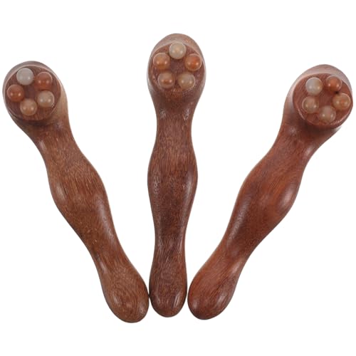 BIUDECO 3 Piezas Masajeador Ocular de Madera de Sándalo 3 Piezas, Herramienta Manual para Puntos Gatillo y Acupresión, Pluma de Acupuntura Facial Portátil para Cuidado Piel y Relajación