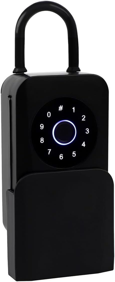 Smart Key Lock Box with Shackle, Wall Mount, Passcode, Card, App, Manual Key Unlock, Double Security Protection