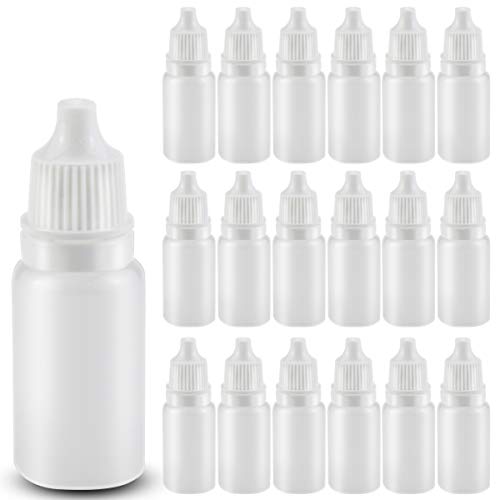 Twdrer 80PCS 10ml Empty Plastic Squeezable Eye Liquid Dropper Bottles with Caps,Refillable Ldpe Plugs Essential Oil Bottle Container