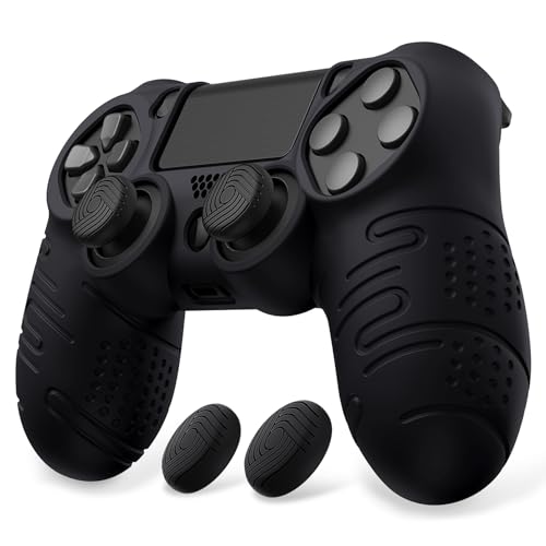 El mejor review de Mando ps4 pro para comprar hoy. 32 playvital Line & Dot Funda de Silicona para ps4 Mando, Funda Protectora Suave para ps4 Slim Mando para ps4 Pro Controlador con Tapas para el Pulgar - Negro