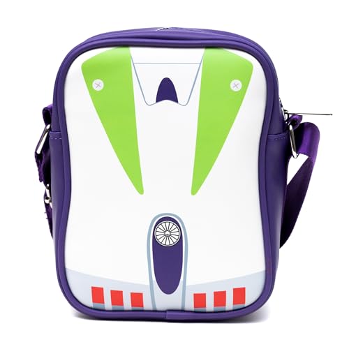 Disney Vegan Leather Crossbody Backpack for Men and Women with Adjustable Strap, Toy Story Buzz Lightyear Character Close Up Purple3