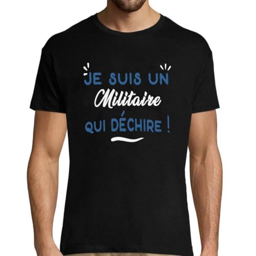 T-Shirt Homme Militaire Qui Dechire 1 en coton imprimé en France