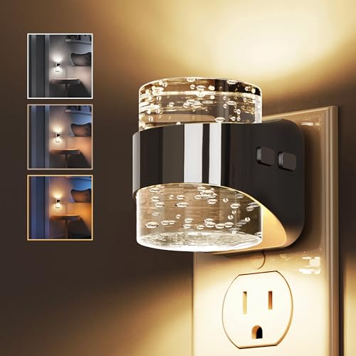 Image of L LOHAS LED 3CCT Night Lights Plug into Wall, 3000K /4000k /5000K Adjustable Color Temperature Night Light,Bubble Nightlight with Dusk to Dawn Sensor for Rooms Bathroom Hallway