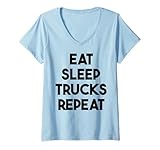 Photo Gallery donna camion divertente - eat sleep trucks repeat maglietta con collo a v Photo Gallery donna camion divertente - eat sleep trucks repeat maglietta con collo a v