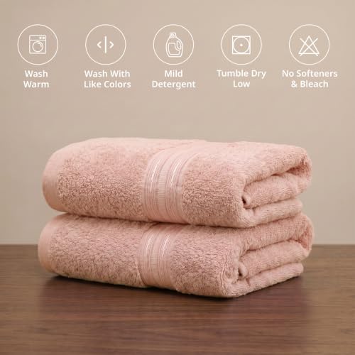 Image of LANE LINEN 575 GSM 100% Cotton Hand Towel 2PC - Dusky Pink | Zero-Twist Weave, True 60x40cm Each, Quick Dry & Absorbent, Ideal for Gym & Daily Use