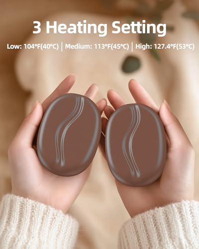Rechargeable Hand Warmers, Electric Hand Warmers 5200mAh (2-Pack), 3 Heat Settings, Up to 18 Hours of Use, Ideal for Raynaud's Patients
